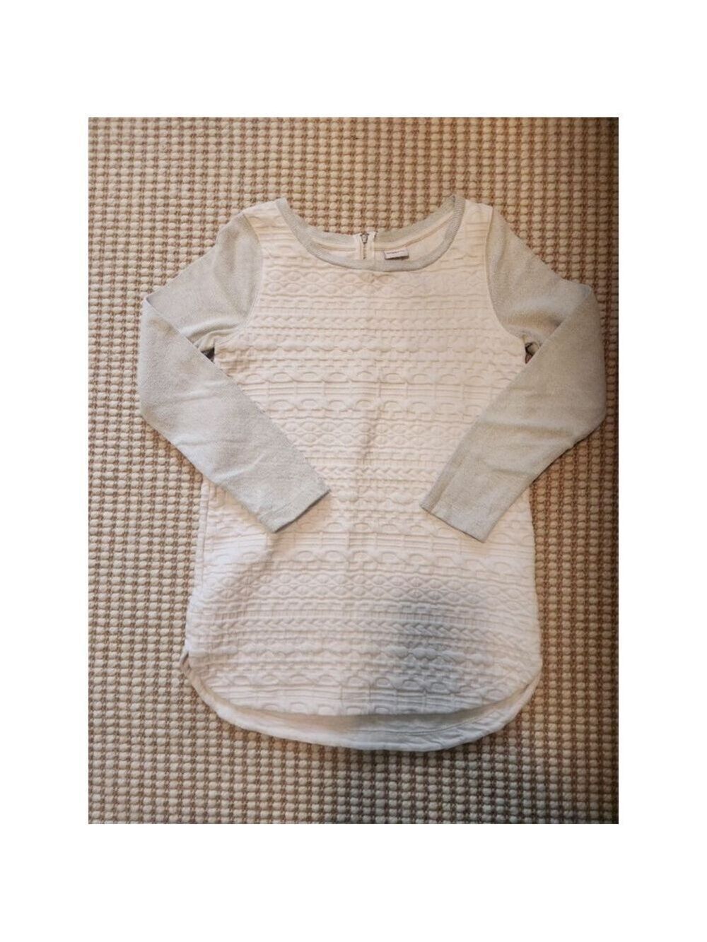 Women's Merona White & Gray Quilted Long Sleeve Cottagecore Dress S